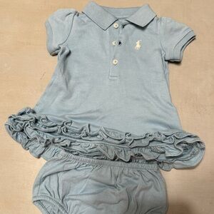 Light blue Ralph Lauren diaper set with ruffles- size 3M